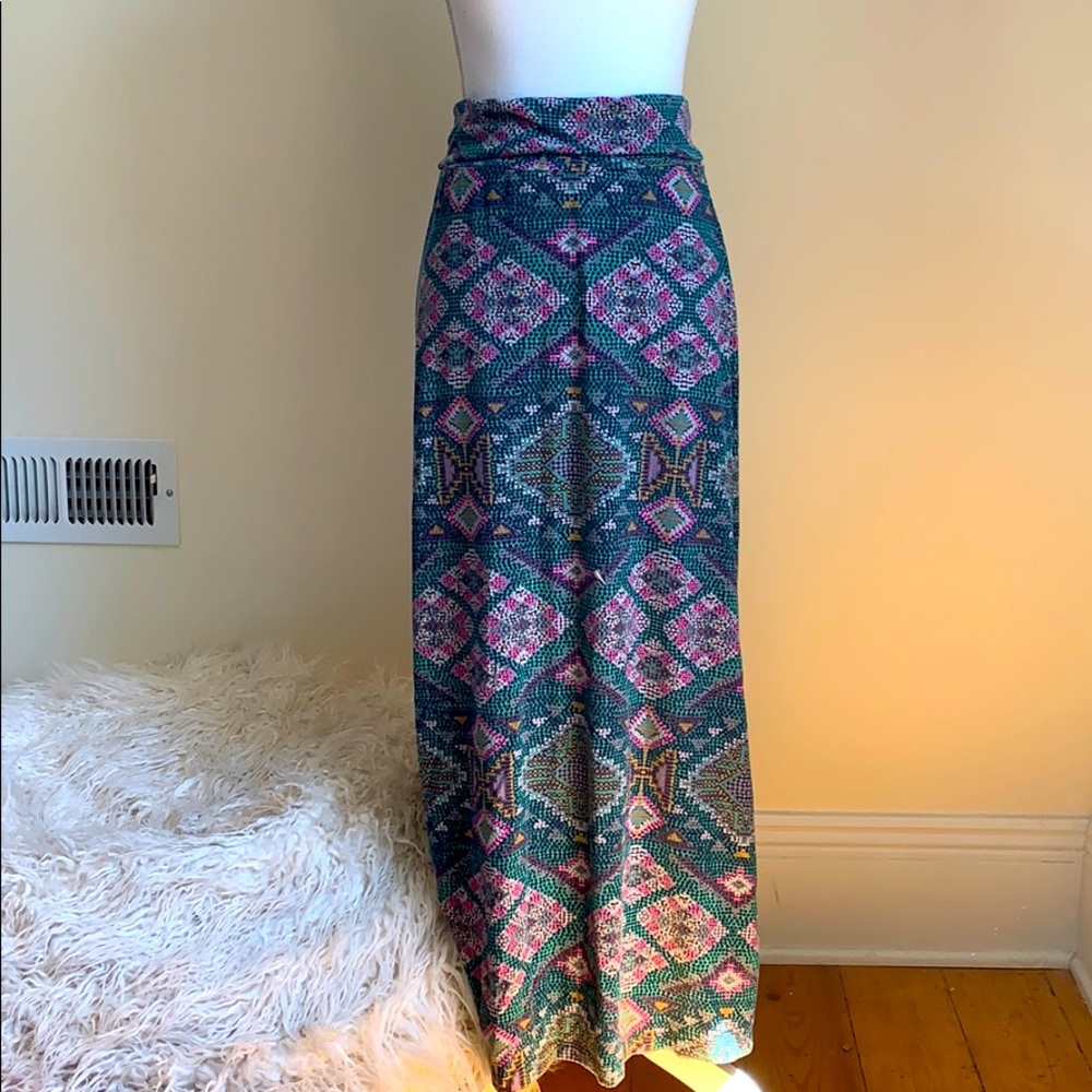 Colorful Geometric Aztec-inspired Design Skirt, XS